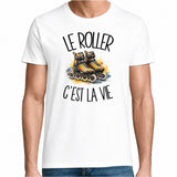 T-shirt Homme Blanc Le roller c'est la vie