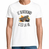 T-shirt Homme Blanc Le skateboard c'est la vie