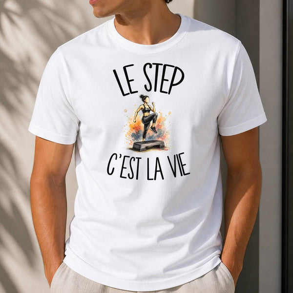 T-shirt Homme Blanc Le step c'est la vie