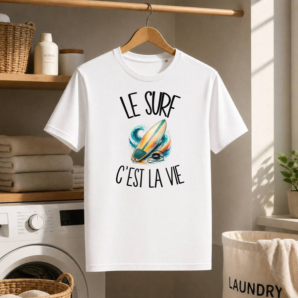 T-shirt Homme Blanc Le surf c'est la vie