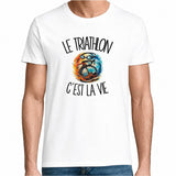 T-shirt Homme Blanc Le triathlon c'est la vie