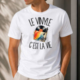 T-shirt Homme Blanc Le vinyle c'est la vie