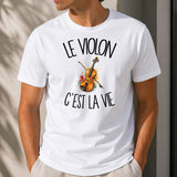 T-shirt Homme Blanc Le violon c'est la vie