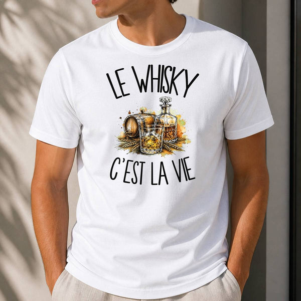 T-shirt Homme Blanc Le whisky c'est la vie