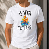 T-shirt Homme Blanc Le yoga c'est la vie