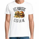 T-shirt Homme Blanc Les burgers c'est la vie