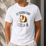 T-shirt Homme Blanc Les cochons d'Inde c'est la vie