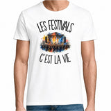 T-shirt Homme Blanc Les festivals c'est la vie