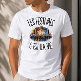T-shirt Homme Blanc Les festivals c'est la vie