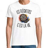 T-shirt Homme Blanc Les fléchettes c'est la vie