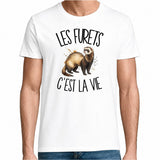 T-shirt Homme Blanc Les furets c'est la vie