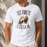 T-shirt Homme Blanc Les furets c'est la vie