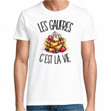 T-shirt Homme Blanc Les gaufres c'est la vie