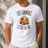 T-shirt Homme Blanc Les gaufres c'est la vie