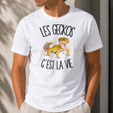 T-shirt Homme Blanc Les geckos c'est la vie