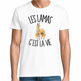 T-shirt Homme Blanc Les lamas c'est la vie