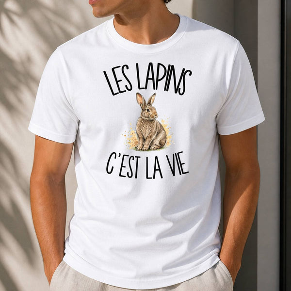 T-shirt Homme Blanc Les lapins c'est la vie