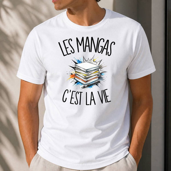 T-shirt Homme Blanc Les mangas c'est la vie