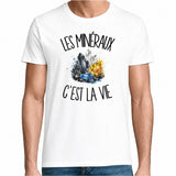 T-shirt Homme Blanc Les minéraux c'est la vie