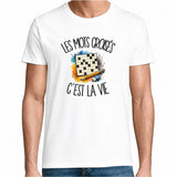 T-shirt Homme Blanc Les mots croisés c'est la vie