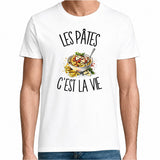 T-shirt Homme Blanc Les pâtes c'est la vie