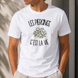 T-shirt Homme Blanc Les piercings c'est la vie