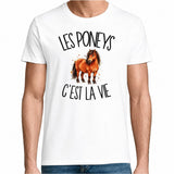 T-shirt Homme Blanc Les poneys c'est la vie