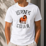 T-shirt Homme Blanc Les poneys c'est la vie