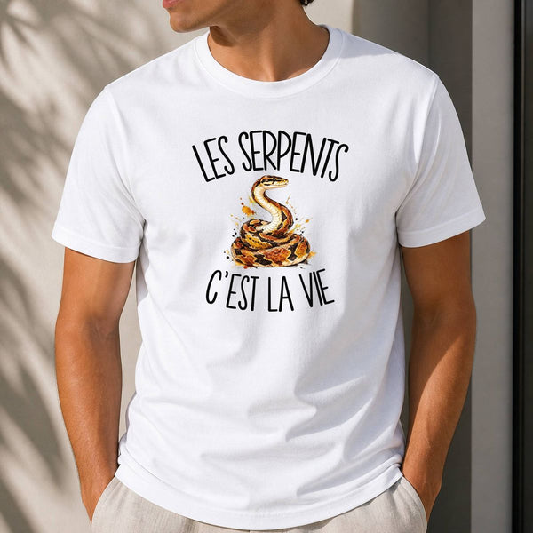 T-shirt Homme Blanc Les serpents c'est la vie