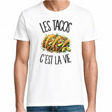 T-shirt Homme Blanc Les tacos c'est la vie
