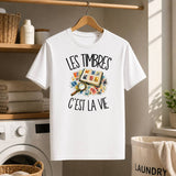 T-shirt Homme Blanc Les timbres c'est la vie