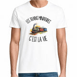 T-shirt Homme Blanc Les trains miniatures c'est la vie