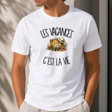 T-shirt Homme Blanc Les vacances c'est la vie