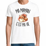 T-shirt Homme Blanc Ma maman c'est ma vie