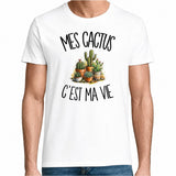T-shirt Homme Blanc Mes cactus c'est ma vie