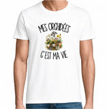 T-shirt Homme Blanc Mes orchidées c'est ma vie