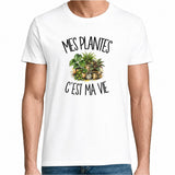 T-shirt Homme Blanc Mes plantes c'est ma vie