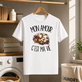 T-shirt Homme Blanc Mon amour c'est ma vie