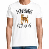 T-shirt Homme Blanc Mon Bengal c'est ma vie