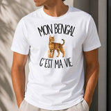 T-shirt Homme Blanc Mon Bengal c'est ma vie