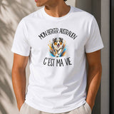 T-shirt Homme Blanc Mon Berger Australien c'est ma vie