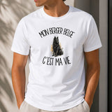 T-shirt Homme Blanc Mon Berger Belge c'est ma vie