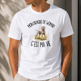 T-shirt Homme Blanc Mon Braque de Weimar c'est ma vie