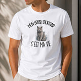 T-shirt Homme Blanc Mon British Shorthair c'est ma vie
