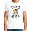 T-shirt Homme Blanc Mon Carlin c'est ma vie