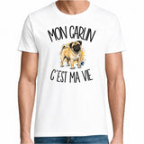 T-shirt Homme Blanc Mon Carlin c'est ma vie