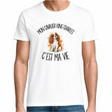 T-shirt Homme Blanc Mon Cavalier King Charles c'est ma vie