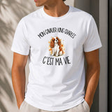 T-shirt Homme Blanc Mon Cavalier King Charles c'est ma vie