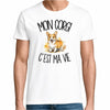 T-shirt Homme Blanc Mon Corgi c'est ma vie