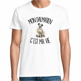 T-shirt Homme Blanc Mon Dalmatien c'est ma vie